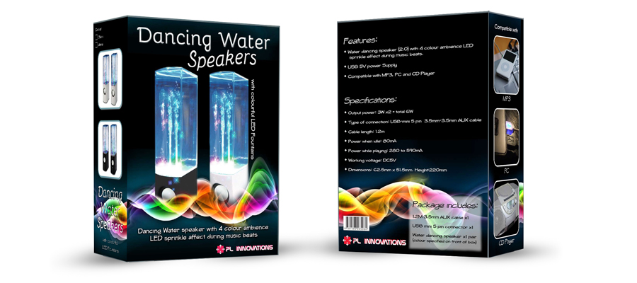 Dancing Water Speakers Packaging Design